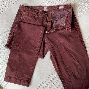 Gap Maroon Slim Fit Chino Pants 32x32